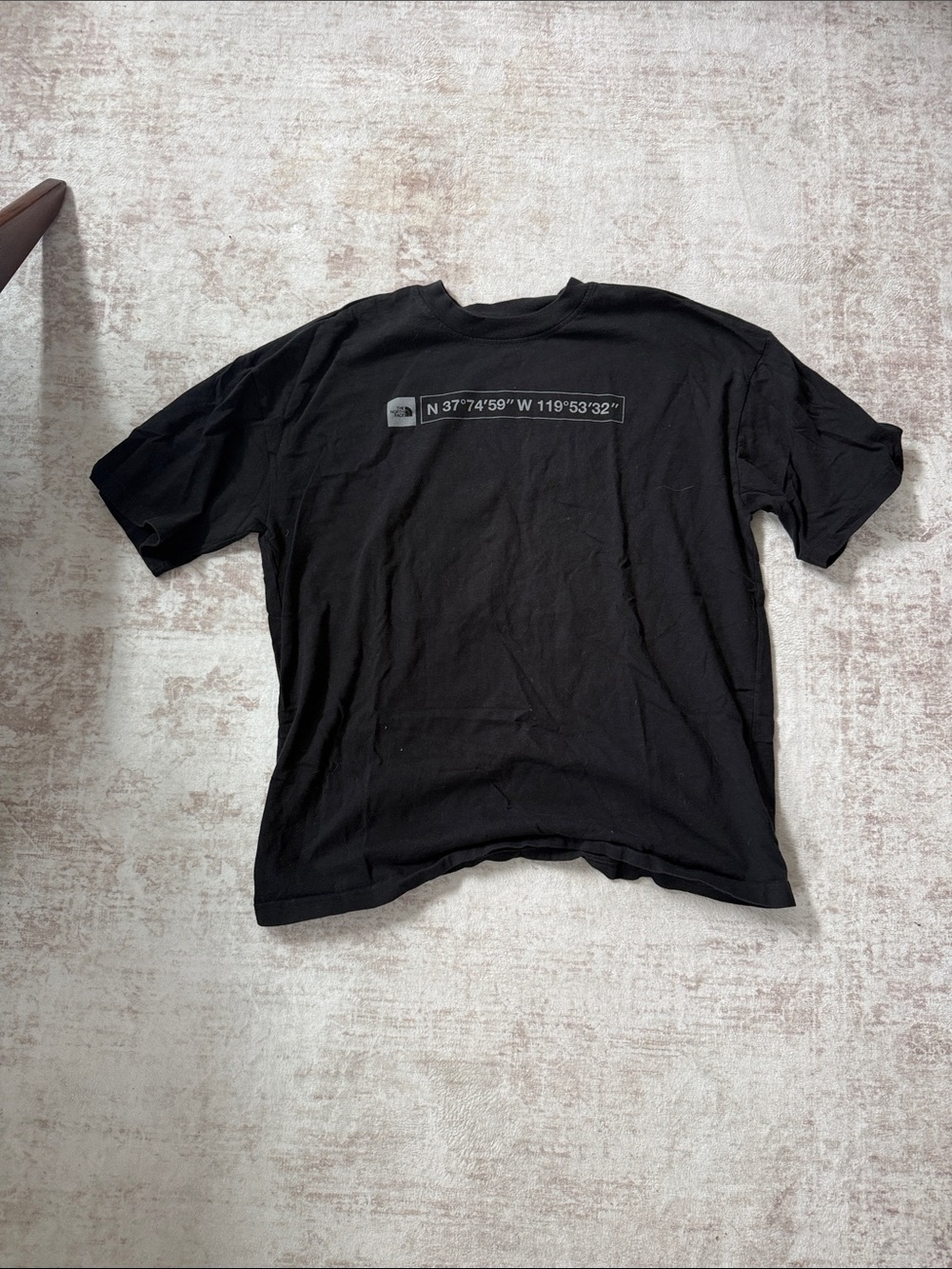 The North Face Men's Black Crewneck Tee with Coordinates Print